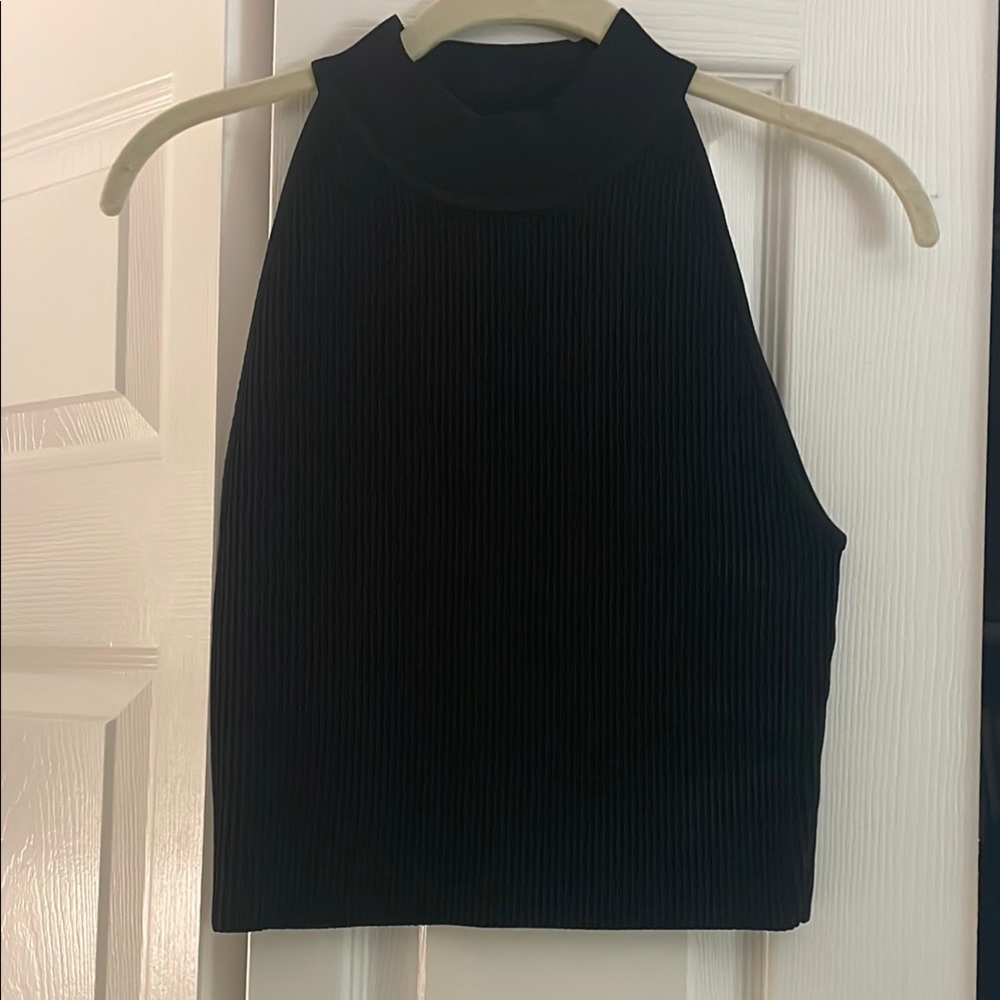 Babaton Black Sleeveless Ribbed Top